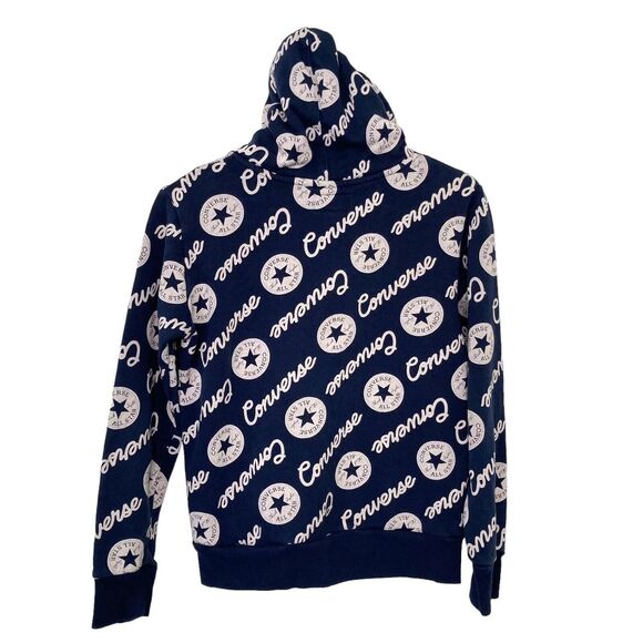 Converse Big Boys All Over Logo Print Pullover Hoodie Age 12-13 Faded Blue L - Picture 2 of 10